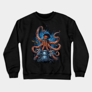 Drummer Octopus Playing Rock Drum Crewneck Sweatshirt